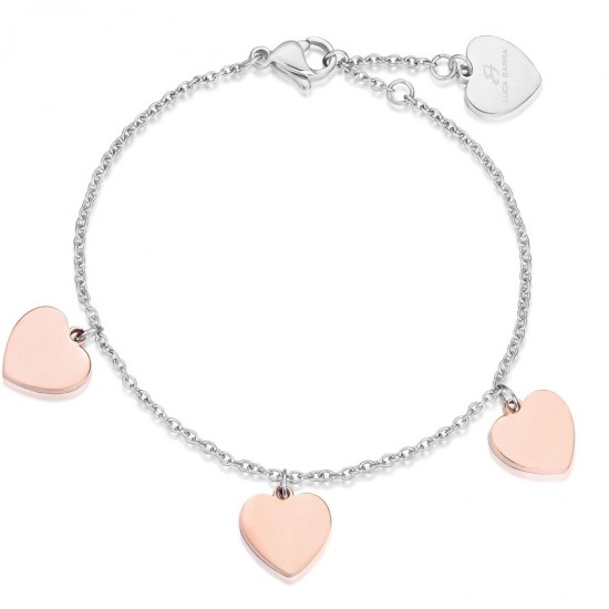 Bracelet with pink hearts made of stainless steel  BK1661