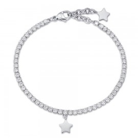Bracelet with stainless steel star and white crystals  BK1965