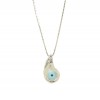 Necklace white gold K14 with eye in the shape of a drop with mother of pearl U195165