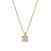 Gold solitaire necklace K9 with white zircon  0992