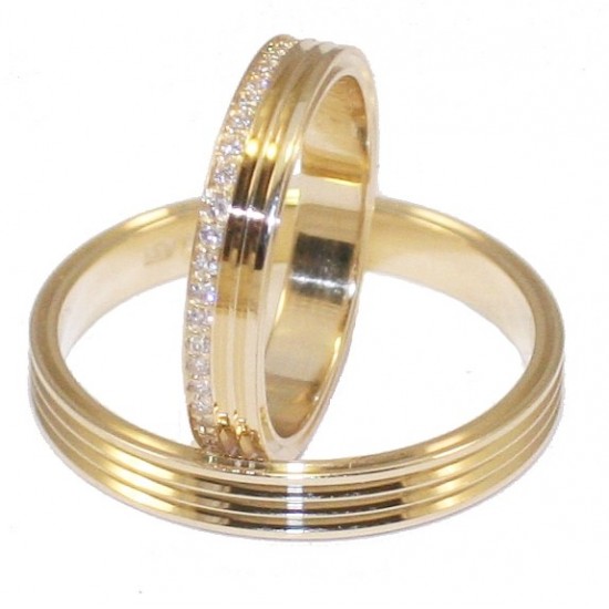 Wedding rings with gold Κ14 or engagement with white zircon in women's  