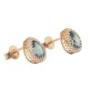 Earrings rose gold K18 rosettes with natural white diamonds and London Blue Topaz in the shape of a drop  SK6813
