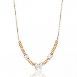 Necklace with butterfly in gold color and white crystals CK1493