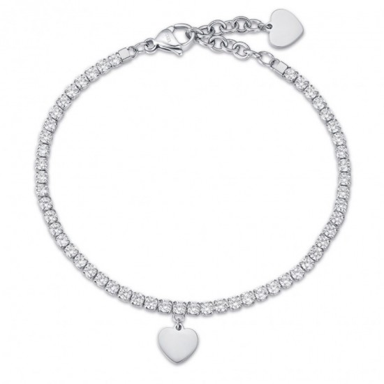 Tennis woman bracelet with heart and white crystal stainless steel  BK1968