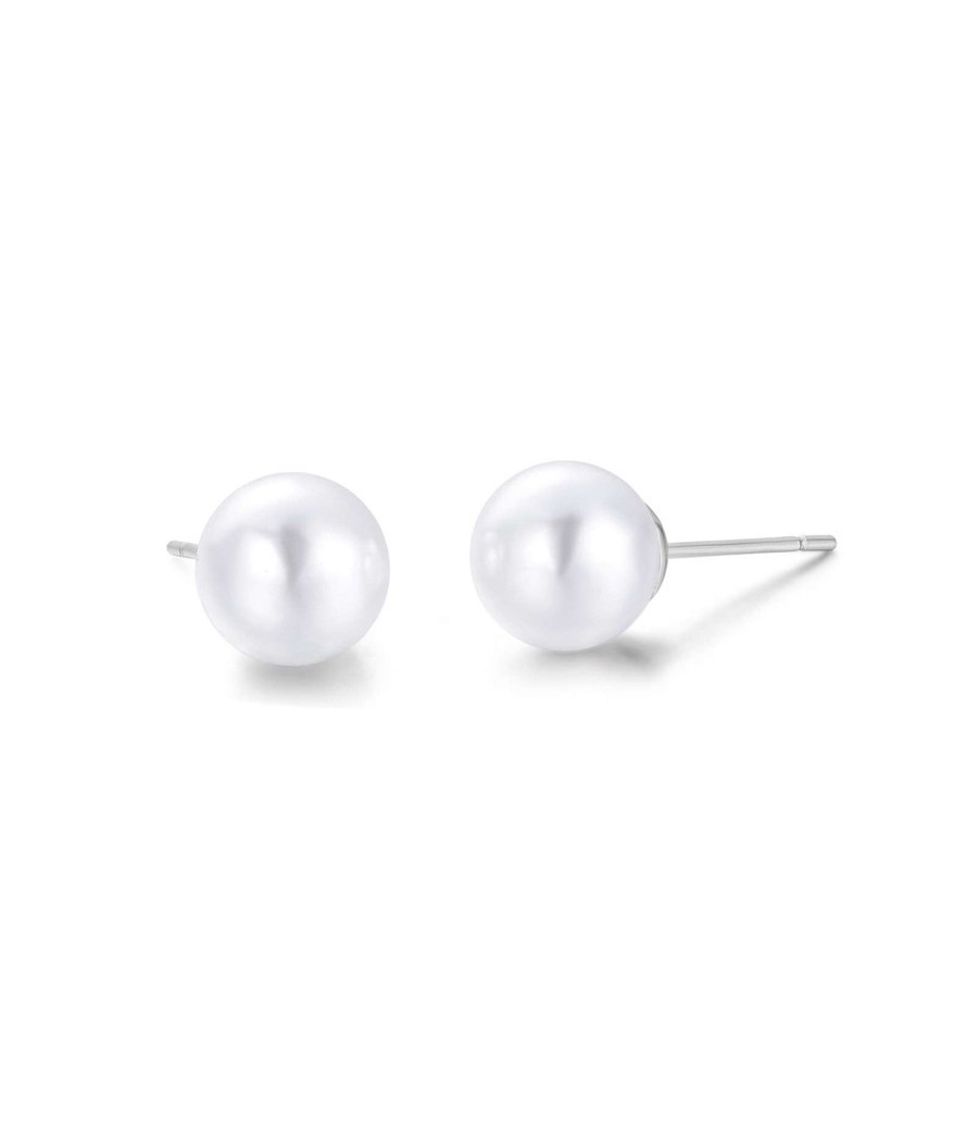 Earrings with white pearl stainless steel  OK931