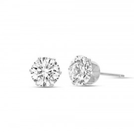 Solitaire earrings in silver color with white crystals made of stainless steel  OK919