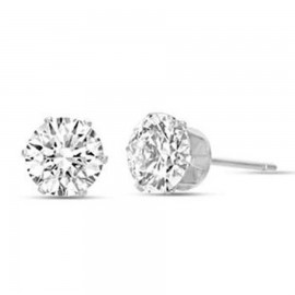 Solitaire earrings in silver color with white crystals made of stainless steel  OK920