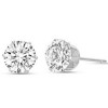 Solitaire earrings in silver color with white crystals made of stainless steel  OK921