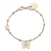 Bracelet with butterflies in gold color and white crystals made of stainless steel  BK1989