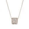 Sterling silver necklace with square design white zircons and pink gold plated  20911