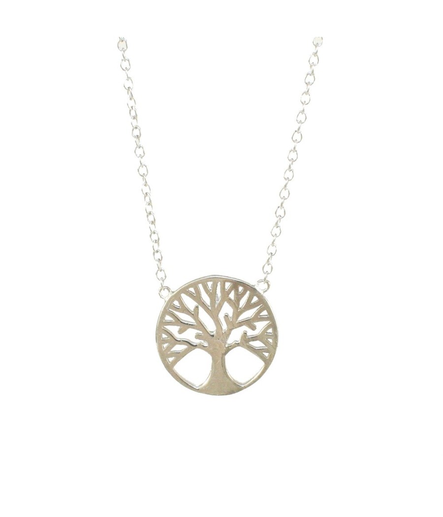 Platinum plated silver Tree of Life necklace polished finish