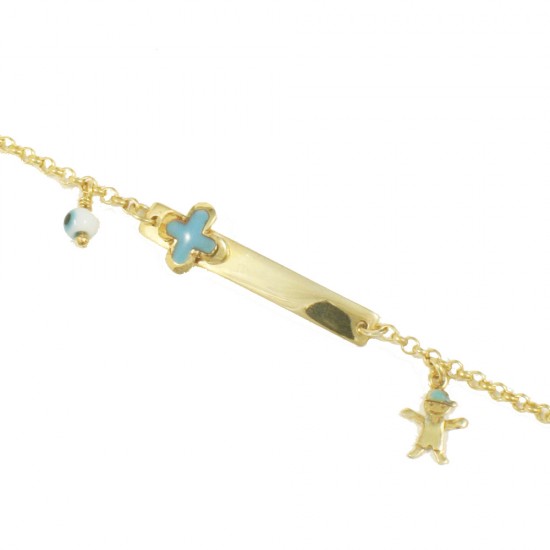 Children's silver bracelet gold-plated for christening and designs with enamel