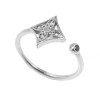 Sterling silver chevalier ring polished with white zircons  S2874