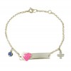 Children's bracelet with heart with pink enamel eye and Silver Cross for baptism  29090