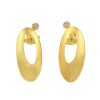 Gold earrings K14 with oval satin design and white zircons 17022