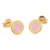 Children's earrings rose gold K9 with pink enamel stars 077S