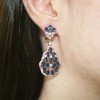 Earrings with silver pendant with white and blue zircon  1385520