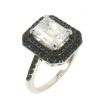 Princess ring made of silver with European AAA quality zircons in white and black color 381670