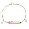 Children's bracelet made of silver with butterfly with pink enamel  27290