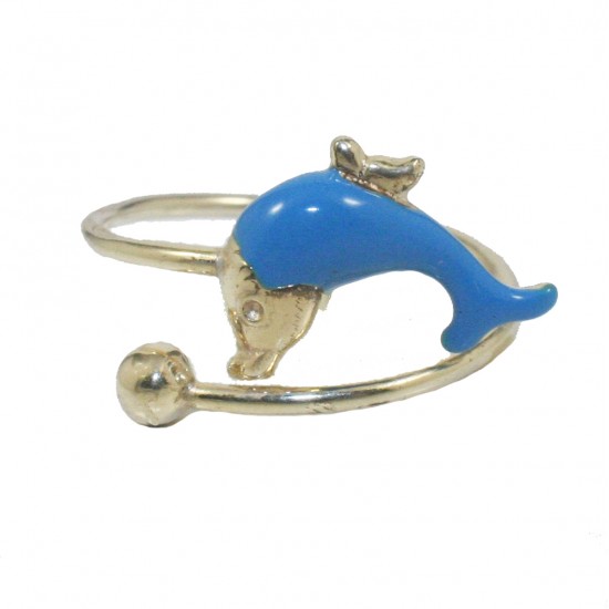 Children's ring made of silver gold plated with dolphin design  0100D