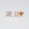 Earrings rose gold K14 solitaire with natural zirconia in white color   0905R