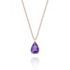 Necklace in rose gold K18 with natural Amethyst 0.64ct in the shape of a drop N0688