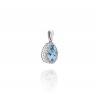 Necklace in white gold K18 with natural Sky blue Topaz in the shape of a drop and white diamonds N0708