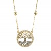 Necklace in gold K14 with the tree of life and European AAA quality zircon in white color 2423T