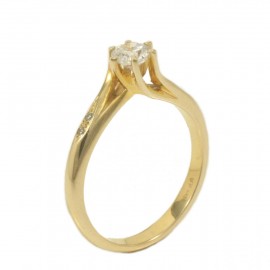 Δαχτυλίδι μονόπετρο σε χρυσό Κ14 με ζιργκόν σε χρώμα λευκό 27525