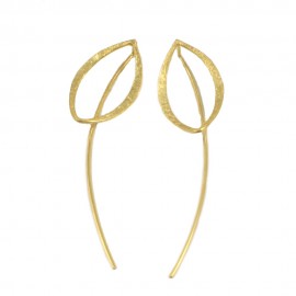 Earrings in gold K14 handmade with tree leaves design E109