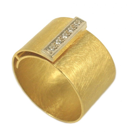 Δαχτυλίδι σε χρυσό Κ14 χειροποίητο και ζιρκόνια σε λευκό χρώμα στην κεφαλή RB106