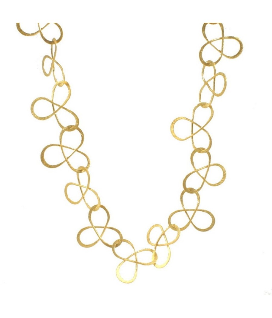 Handmade 14K gold necklace with satin finish and infinity design
