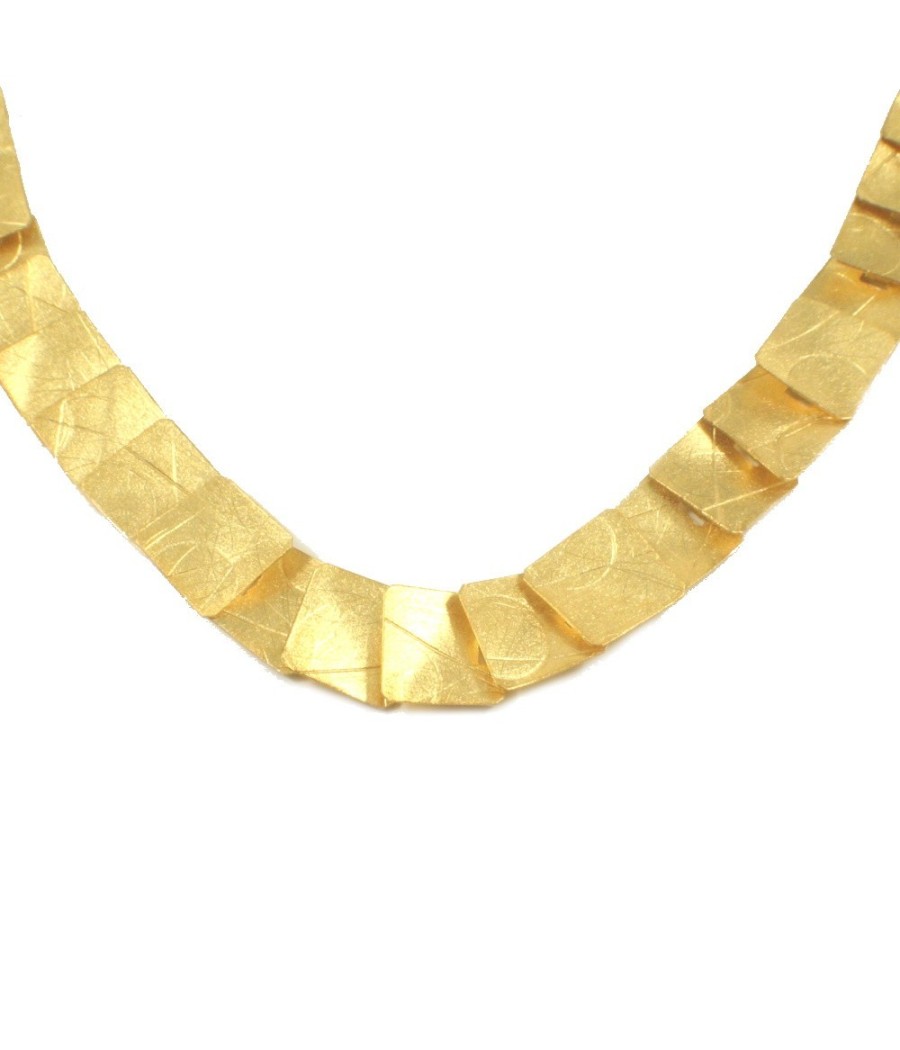 Handmade satin 14K gold necklace 45cm