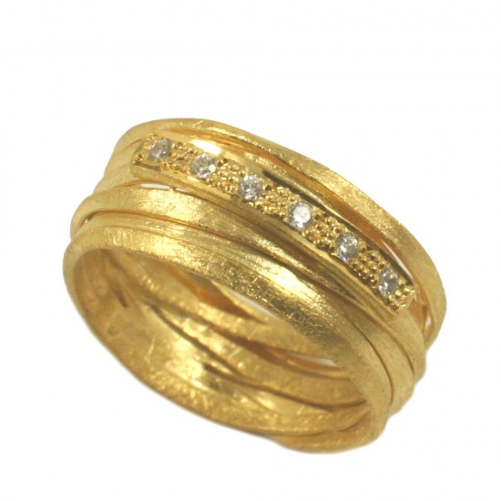 Δαχτυλίδι σε χρυσό Κ14 χειροποίητο και ζιρκόνια σε λευκό χρώμα στην κεφαλή RB77