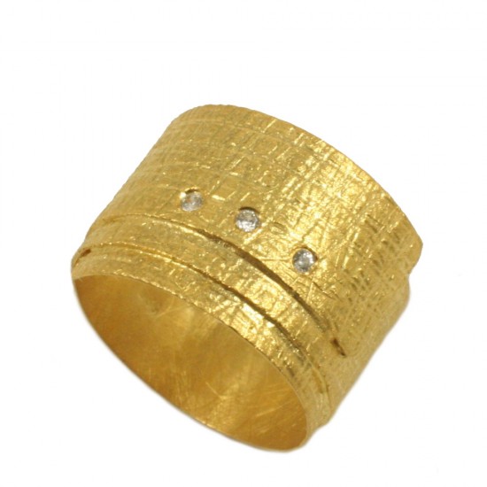 Δαχτυλίδι σε χρυσό Κ14 χειροποίητο και ζιρκόνια σε λευκό χρώμα στην κεφαλή RB13