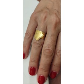 Ring in gold K14 handmade and zircons in white on the head  RB68