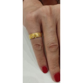 Ring in satin gold K14 handmade and zircons in white color on the head RB76