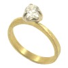Solitaire ring in satin gold K14 handmade with zircon in white color DR02