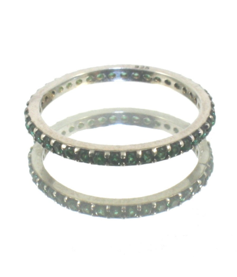 Ring in silver with zircons in green color RG003