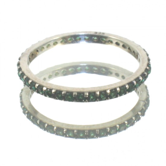 Δαχτυλίδι σε ασήμι ολόβερο με ζιρκόνια σε πράσινο χρώμα RG003