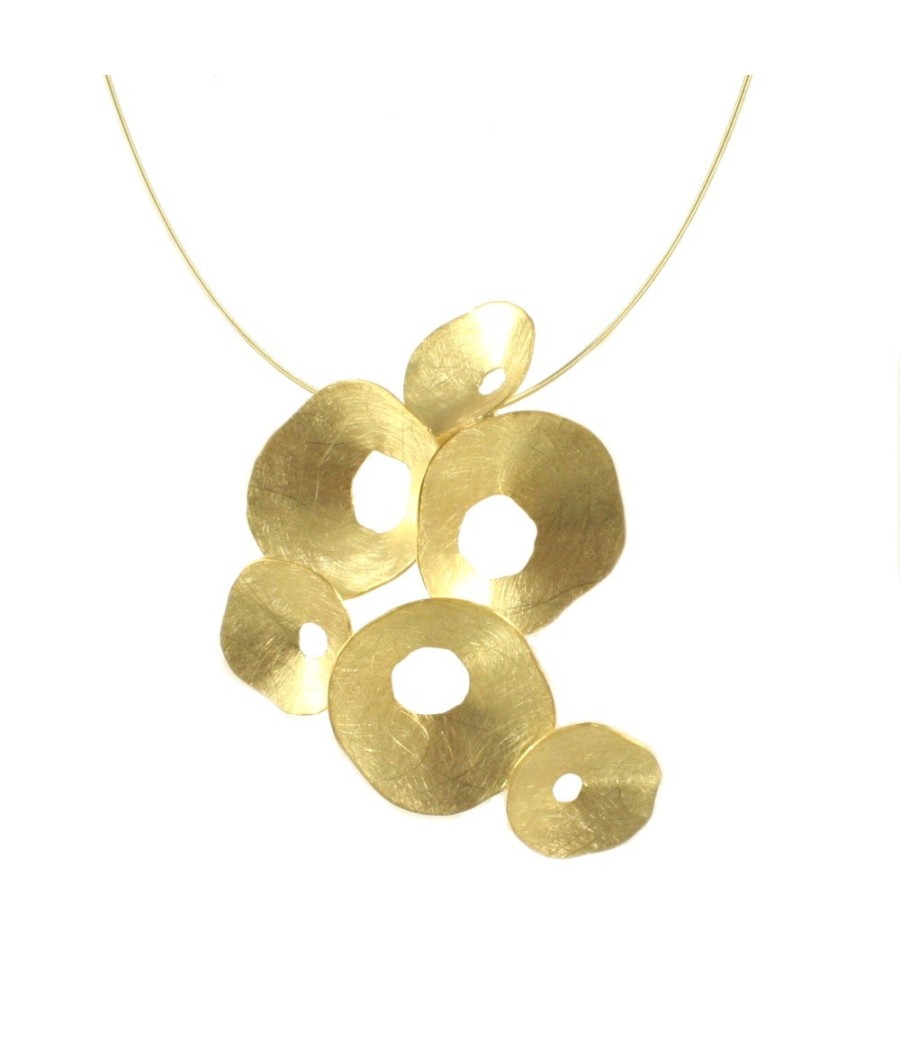 Water lily pendant 14k gold satin handmade