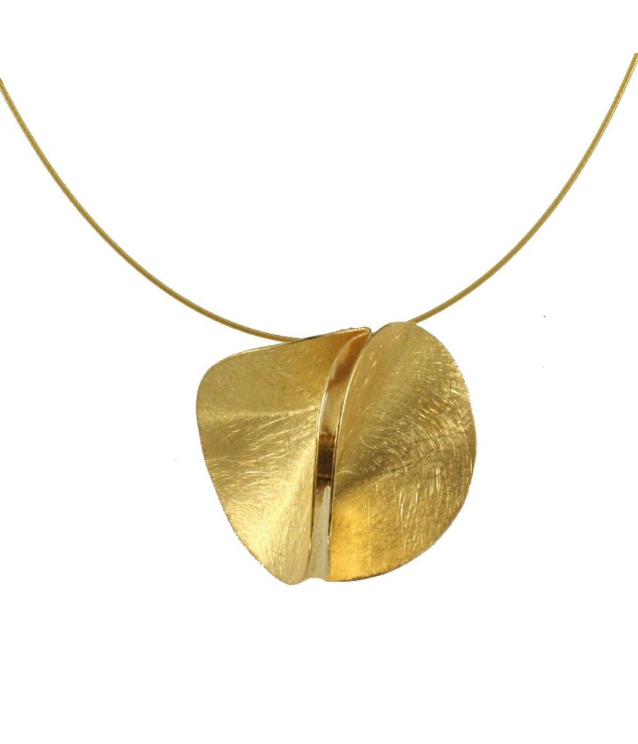 Handmade 14K gold satin finish pendant minimal design
