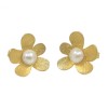 Earrings in satin gold K14 handmade with design flowers and white pearls EP82