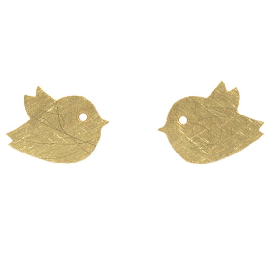 Σκουλαρίκια σε σατινέ χρυσό Κ14 χειροποίητα με σχέδιο περιστέρια E140