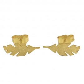 Earrings in satin gold K14 handmade with leaf design E253