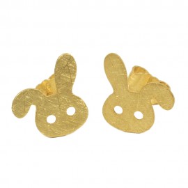 Earrings in satin gold K14 handmade with bunny design E139