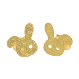 Earrings in satin gold K14 handmade with bunny design E139