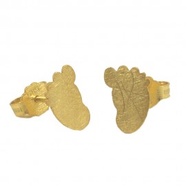 Σκουλαρίκια σε σατινέ χρυσό Κ14 χειροποίητα με σχέδιο παιδικές πατούσες E141