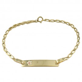Children's bracelet in gold K9 with flower design with enamel for baptism 1901615