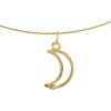 Pendant in satin gold K14 handmade with moon design and zircon in white color PB190